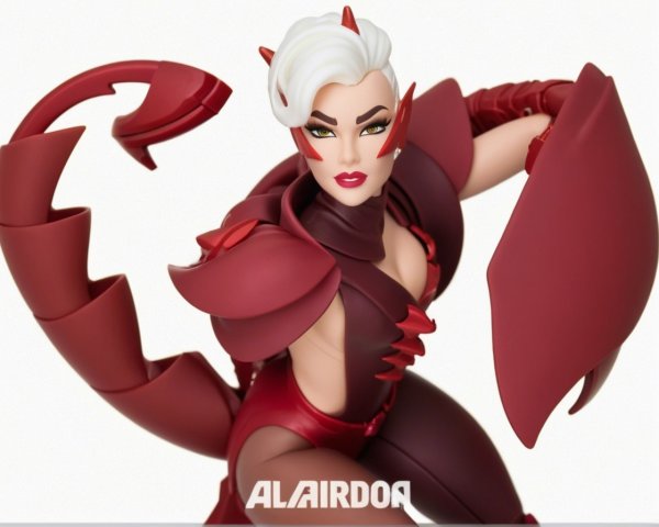 Dynamic Action Figure with White Hair and Armor Design
