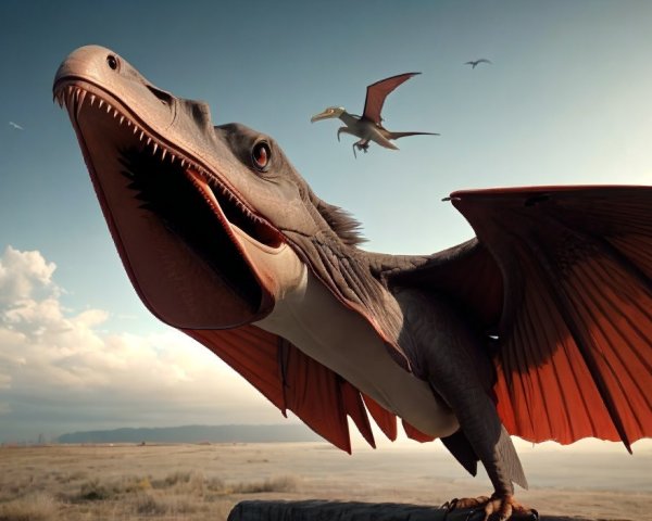 Vibrant Dragon-like Creature in Mythical Landscape