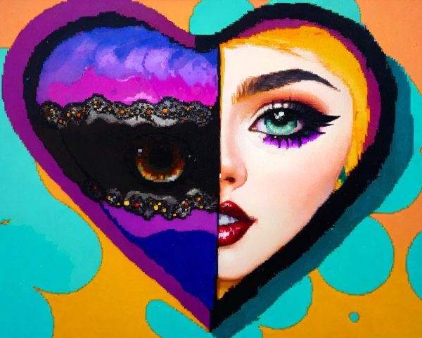 Heart Split in Half: Dark Eye vs. Glamorous Face