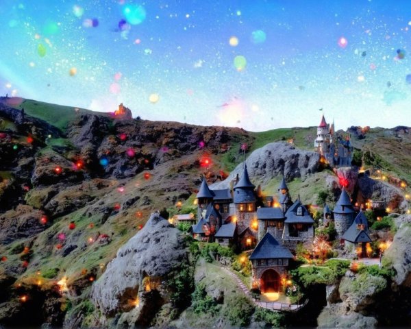 Whimsical Castle in Enchanting Fairy-Tale Landscape