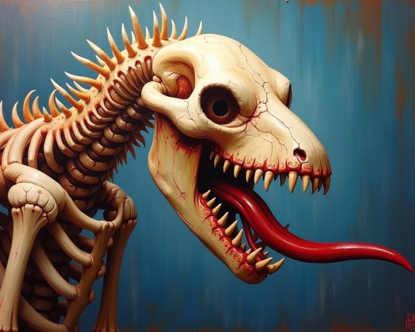 Surreal Skeletal Creature with Exaggerated Features
