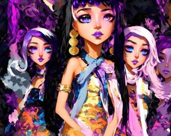 Anime-Inspired Characters with Bold Styles and Colors