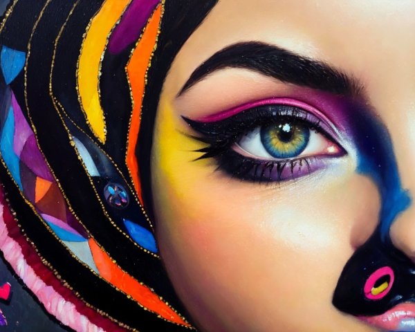 Close-Up of an Eye with Abstract Color Surroundings
