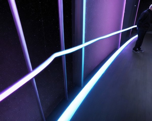 Futuristic Indoor Space with Neon Lighting Effects