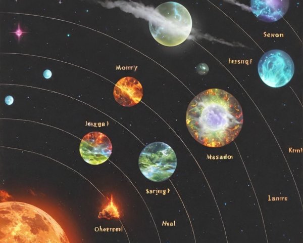 Vibrant Cosmic Scene of a Colorful Solar System