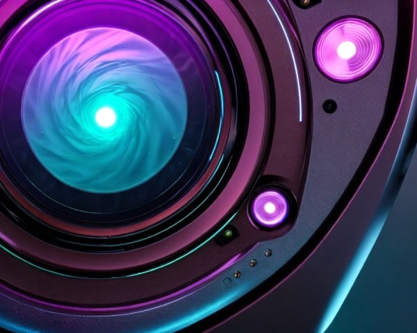 Futuristic Camera Lens with Vibrant Colors and Design