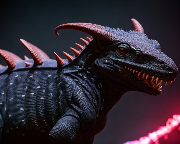 Dragon-like creature figurine with dark scales and spines