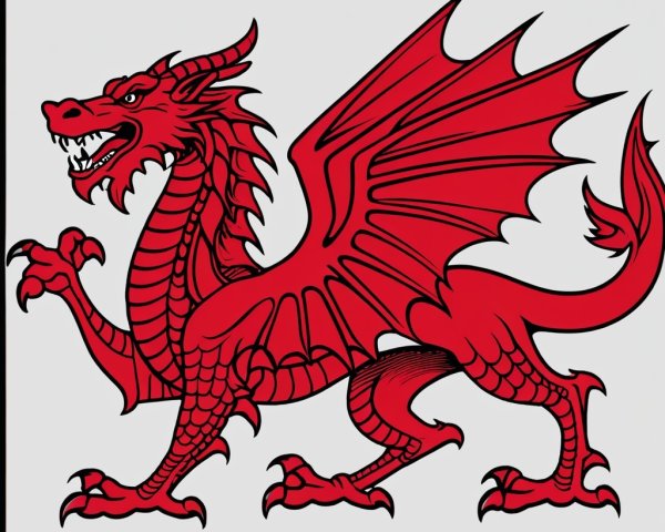Detailed Description of a Striking Red Dragon