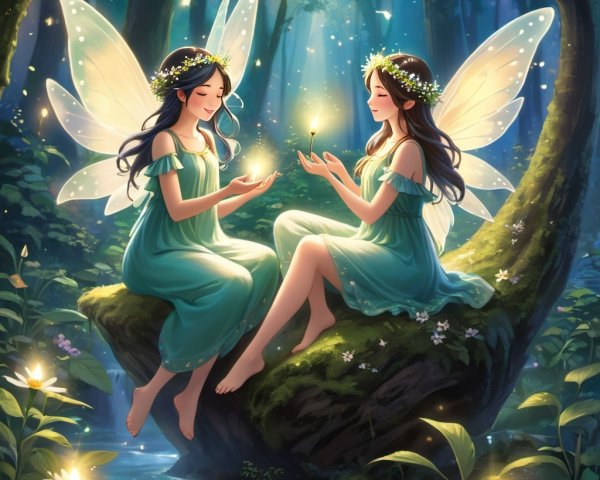 Ethereal Fairies in a Magical Forest Setting
