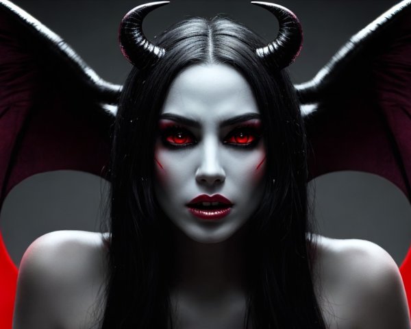 Captivating Figure with Dark Hair and Majestic Wings