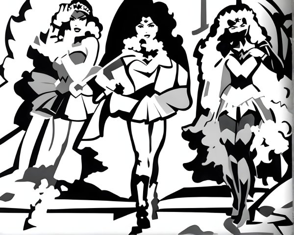 Stylized Female Superheroines in Dynamic Poses