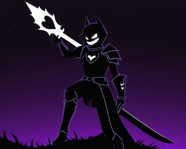 Bold Armored Figure with Heart Emblem and Spear
