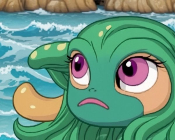 Whimsical Animated Creature with Aquatic Features