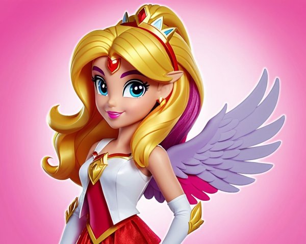 Vibrant Animated Character with Wings and Crown
