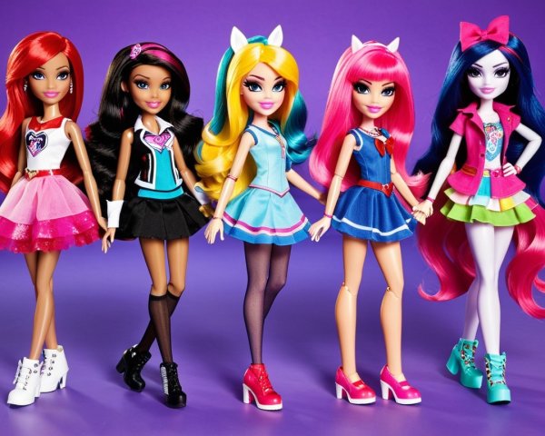 Fashionable Dolls with Colorful Styles and Accessories