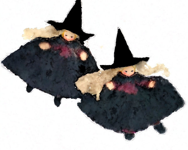 Whimsical Witch Dolls in Classic Black Dresses