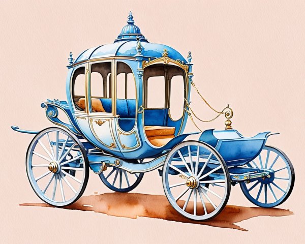 Illustrated Royal Carriage with Elegant Blue Exterior