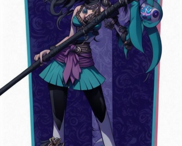 Fantasy Character Design with Purple and Teal Hair