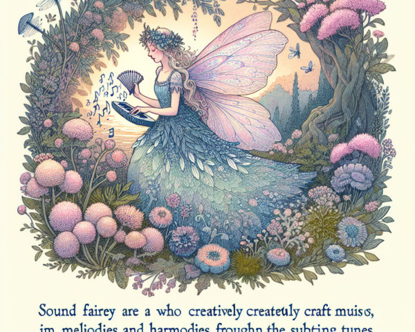 Whimsical Illustration of a Sound Fairy in Nature
