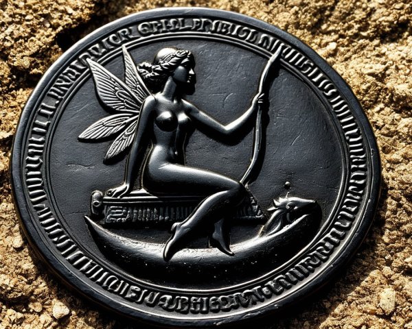 Intricate Seal with Fairy Figure on Boat Design