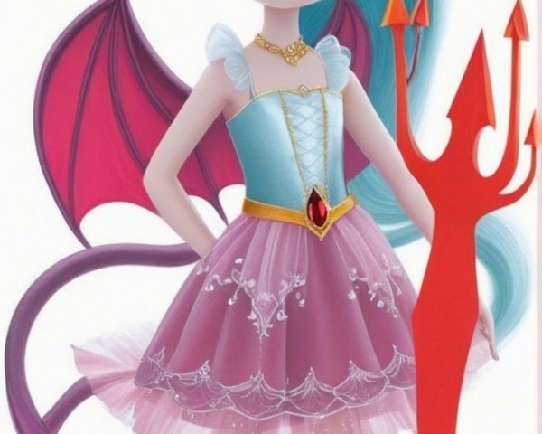 Fantasy Character with Icy Blue Hair and Frilly Dress