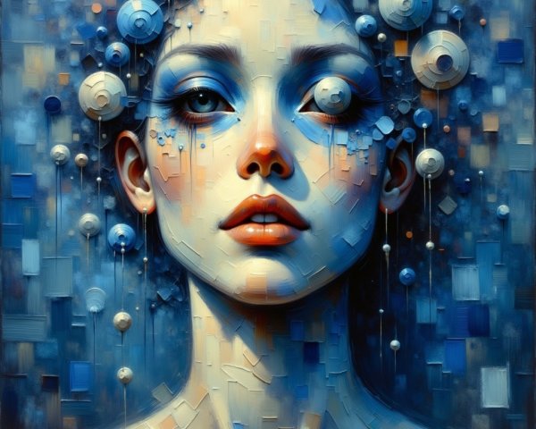 Portrait of a Young Woman with Abstract Geometry