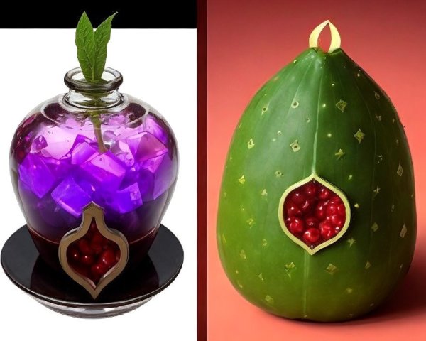 Vibrant Drink and Artistic Melon Presentation