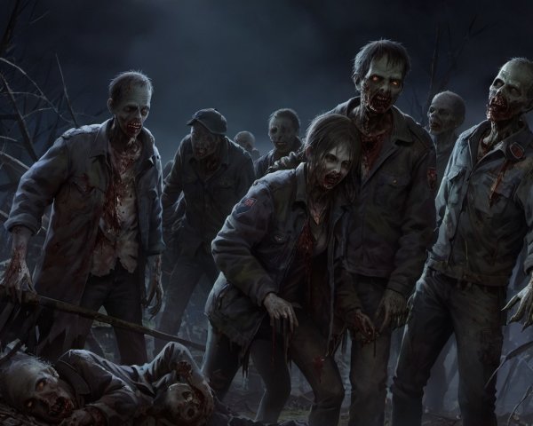 Zombies Emerge from a Dark, Desolate Landscape