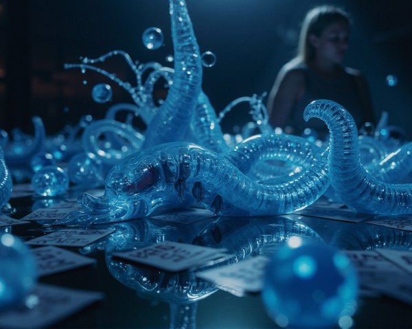Surreal Arrangement of Translucent Sea Creature Shapes