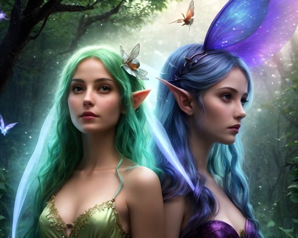 Ethereal Fairies in a Mystical Forest Setting