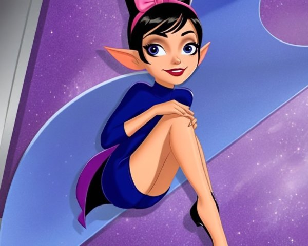 Whimsical Animated Character with Dark Hair and Ears