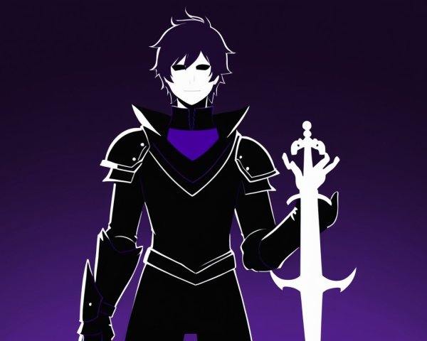 Silhouette of a Mysterious Armored Warrior with Sword