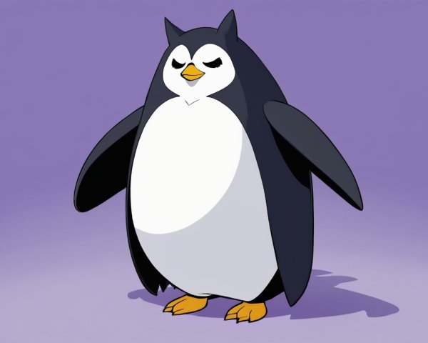 Cartoon Penguin Character with Stylish Features