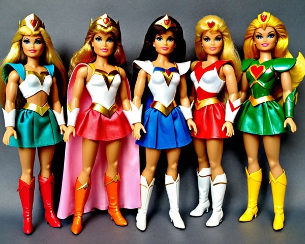 Colorful Female Superhero Action Figures Displayed