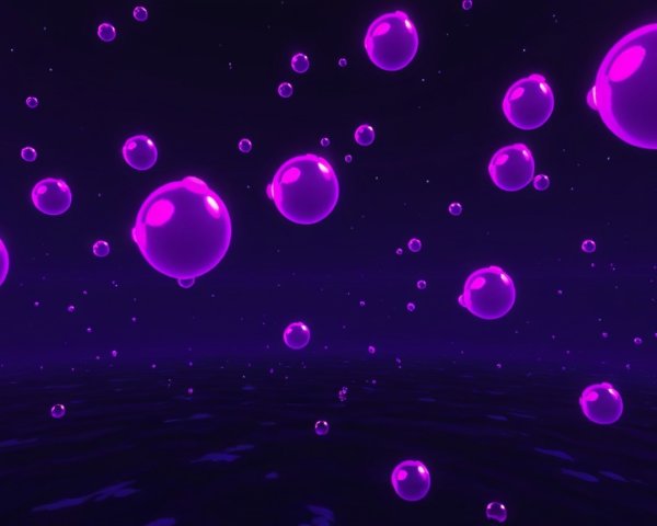 Surreal Scene of Floating Translucent Purple Bubbles