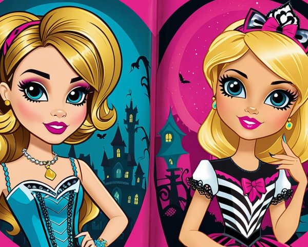 Animated Girls in Fairy-Tale Moonlit Scene