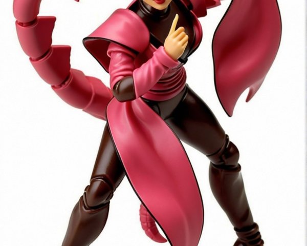 Dynamic Action Figure of Female Warrior in Pink Costume