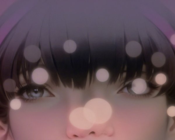 Close-up of a girl's face with pigtails and bokeh