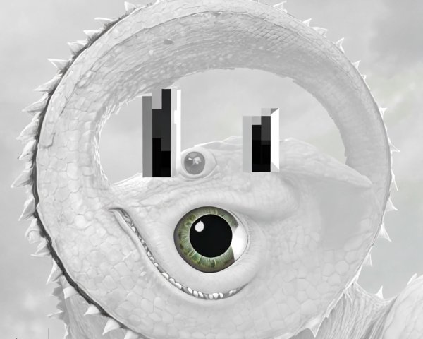 Fantastical Serpentine Creature with Circular Head and Eye