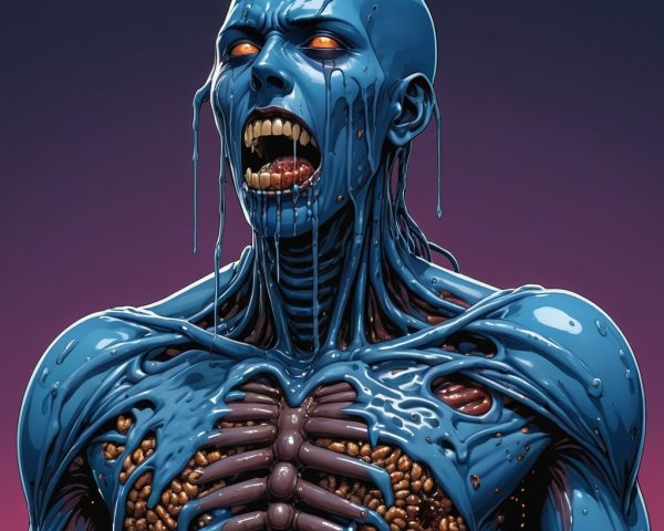 Vibrant Humanoid Figure with Exposed Anatomy Details