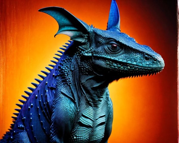 Reptilian Creature with Blue-Green Body and Spines