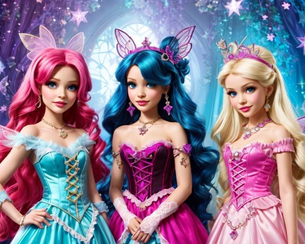 Elegant fairy dolls with unique hairstyles and gowns