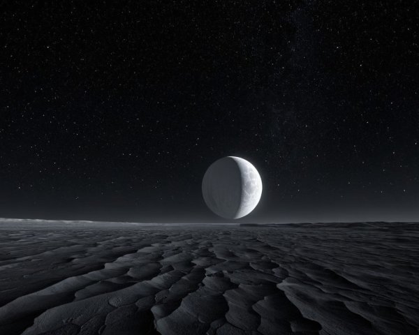 Desolate Alien Landscape with Star-Filled Sky