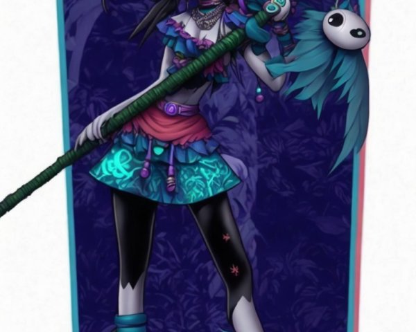 Gothic and Whimsical Character in a Mystical Forest