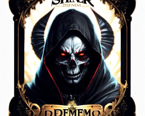 Dark Cloaked Figure with Skull Face and Red Eyes