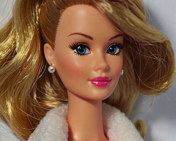 Fashion doll with blue eyes and glamorous outfit