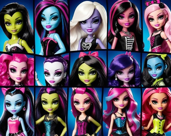 Colorful dolls with unique hairstyles and outfits