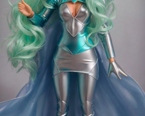 Stylish doll with mint-green hair and futuristic outfit