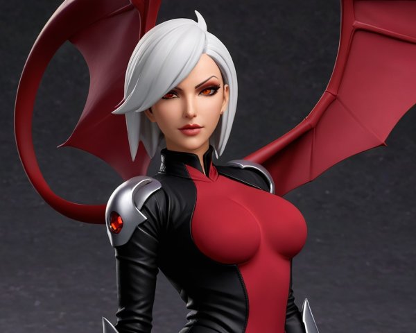 Female character with white hair and bat-like wings