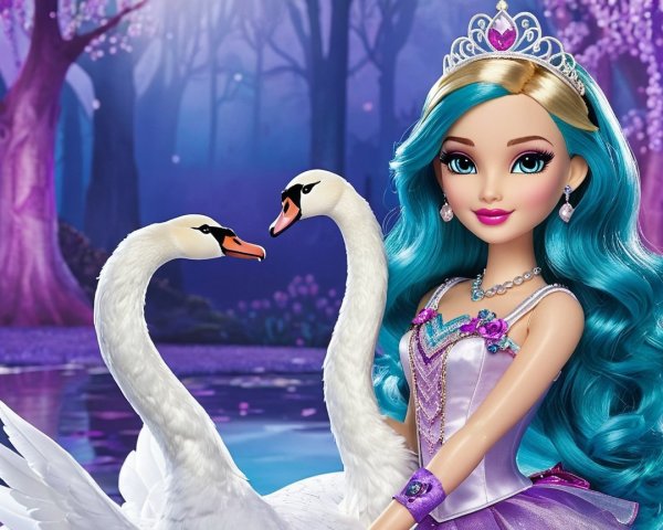 Whimsical Doll in Purple Gown by Tranquil Lake